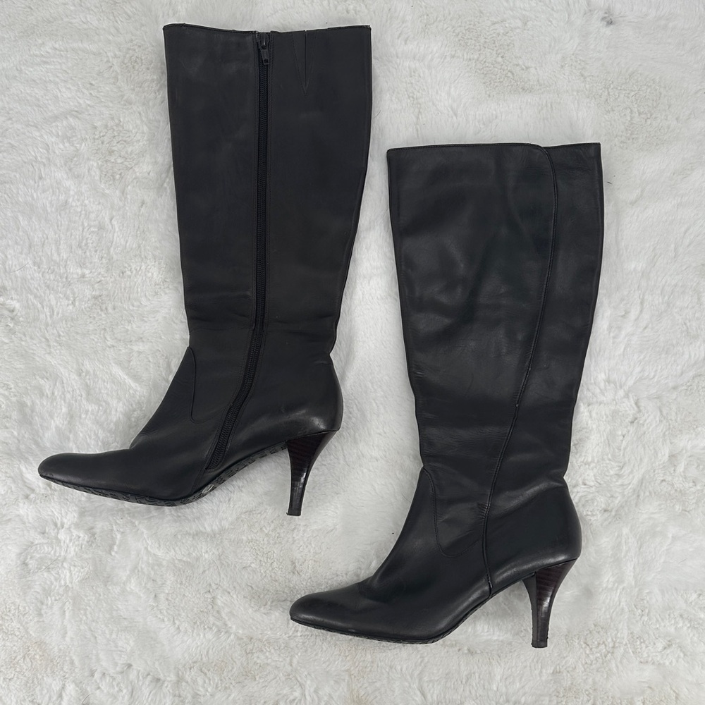 Arturo Chiang Dark Brown Heeled Leather Boots Size 8M